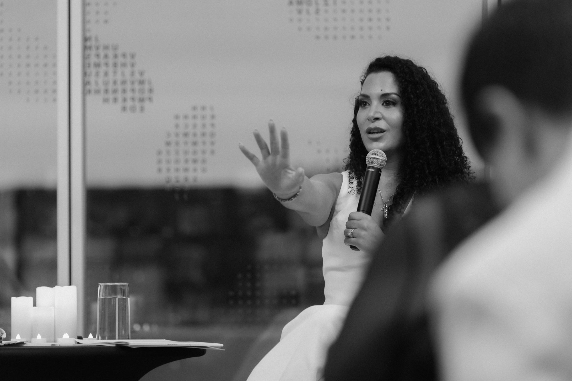 Verena Rizg speaking at the Halifax launch of The Cost of Capable, August 2026.